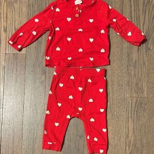 Red Heart-Print Kids Pajama Set